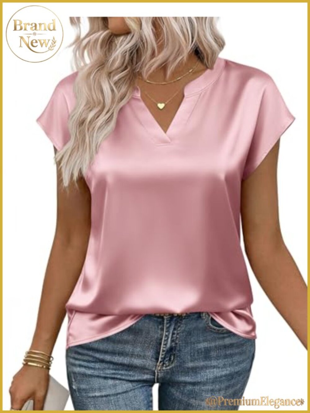 Silk Satin Chiffon Blouse Cap Sleeve V Neck Summer Spring Shirt